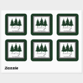 Green Buffalo Check Pine Trees gepersonaliseerd Vierkante Sticker (Vel)