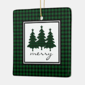 Green Buffalo Check Pine Trees Keramisch Ornament (Links)