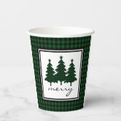 Green Buffalo Check Pine Trees Paper Cups Papieren Bekers (Achterkant)