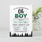Green Buffalo Plaid Baby shower Invitation Oh Garç (Debout devant)