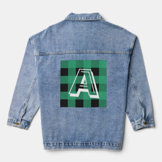 Green Buffalo Plaid Patroon Monogrammed Denim Jacket