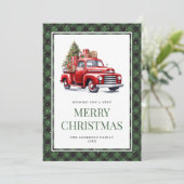 Green Buffalo Plays Waterverf Rood kerstfeest Feestdagenkaart (Staand voorkant)