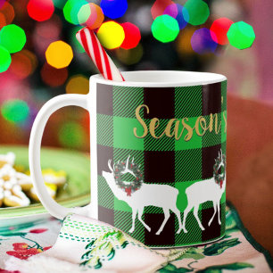 Green Buffalo Pset Elk Kerstmis Wreath Koffiemok