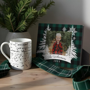 Green Buffalo Pset Rustic Pine Tree Familie Foto Fotoplaat