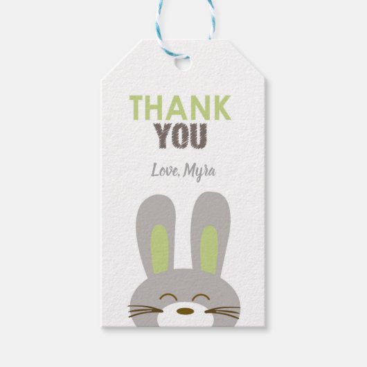 Green Bunny Gift label Cadeaulabel (Voorkant)