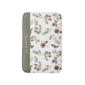 Green Burgundy Wildflower Monogram Name Badmat (Voorkant Verticaal)