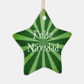 Green Burst Feliz Navidad-kerstversiering Keramisch Ornament (Rechts)