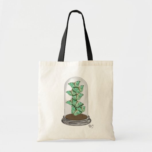 Green Butterflies in Bell Jar 2 Tote Bag (Voorkant)
