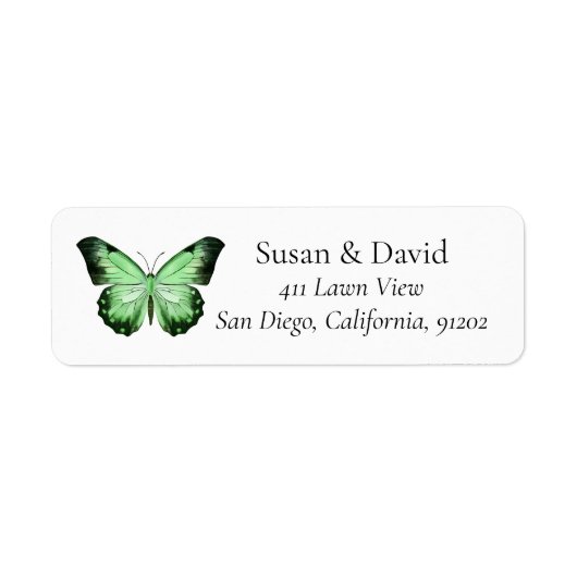 Green Butterfly-adres Etiket (Voorkant)