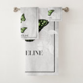 Green Butterfly Floral Bath Towel Set Bad Handdoek (Insitu)