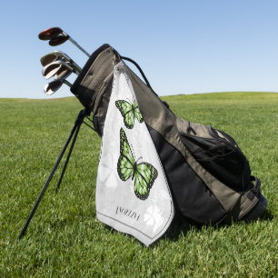 Green Butterfly Floral Golf Towel Golfhanddoek