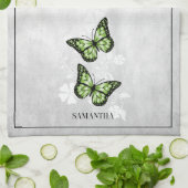 Green Butterfly Floral Kitchen Towel Theedoek (Gevouwen)