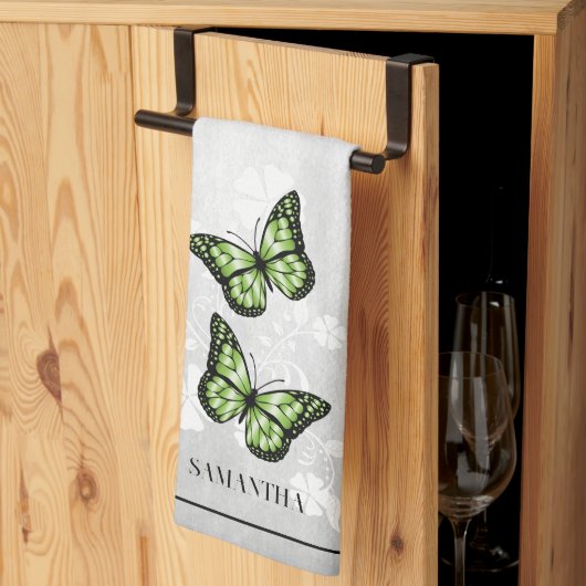 Green Butterfly Floral Kitchen Towel Theedoek (Derde Gevouwen)