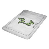 Green Butterfly Floral Personalized Bath Mat (Gekanteld)