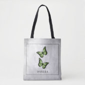 Green Butterfly Floral Personalized Canvas tas (Voorkant)