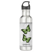 Green Butterfly Floral Personalized Waterfles (Voorkant)