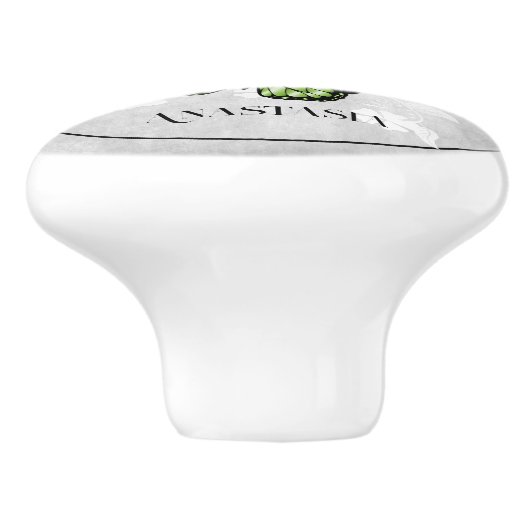 Green Butterfly Floral Specialized Ceramic Knob. Keramische Knop (Zijkant)