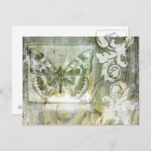 Green Butterfly Inset with Ironwork Gate Briefkaart (Voorkant / Achterkant)