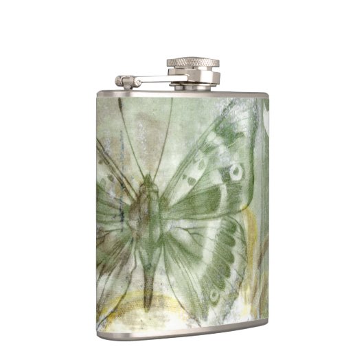 Green Butterfly Inset with Ironwork Gate Heupfles (Rechts)