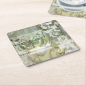 Green Butterfly Inset with Ironwork Gate Vierkante Kartonnen Onderzetter (Schuin)