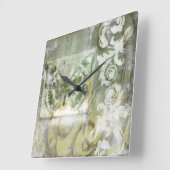 Green Butterfly Inset with Ironwork Gate Vierkante Klok (Hoek)