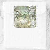 Green Butterfly Inset with Ironwork Gate Vierkante Sticker (Tas)