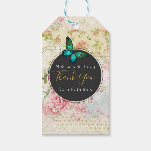 Green Butterfly op Chic  Collage Dank u Cadeaulabel (Voorkant)