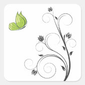 Green Butterfly Vierkante Sticker (Voorkant)