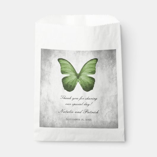 Green Butterfly Wedding Favor Bags Bedankzakje (Voorkant)