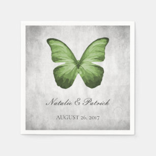 Green Butterfly Wedding Paper Napkins Servet