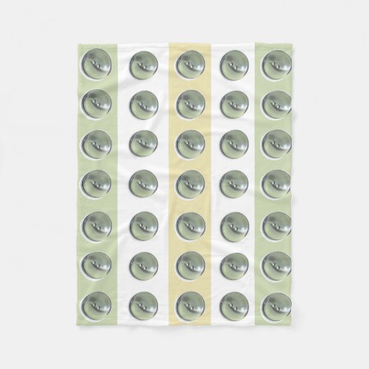 Green Buttons on Stripes Fleece Deken (Voorkant)