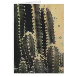 Green Cactus on Yellow Background