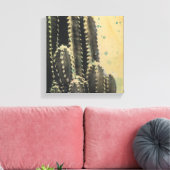 Green Cactus on Yellow Background Canvas Afdruk (Insitu (Woonkamer))