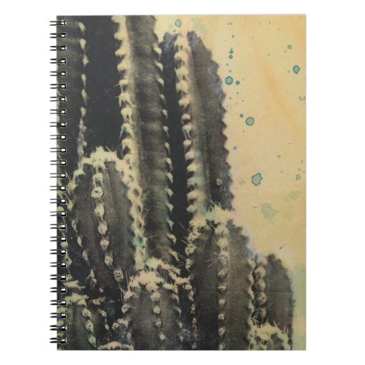 Green Cactus on Yellow Background Notitieboek (Voorkant)
