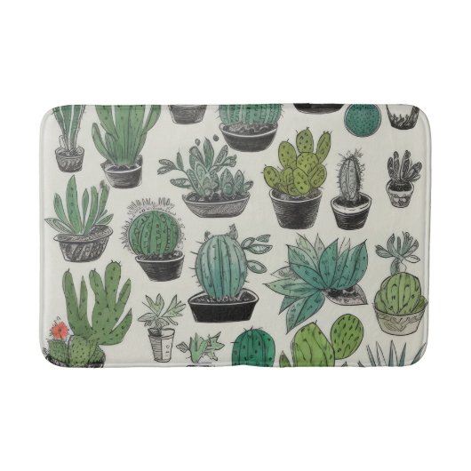 Green Cactus Pattern Badmat (Voorkant)