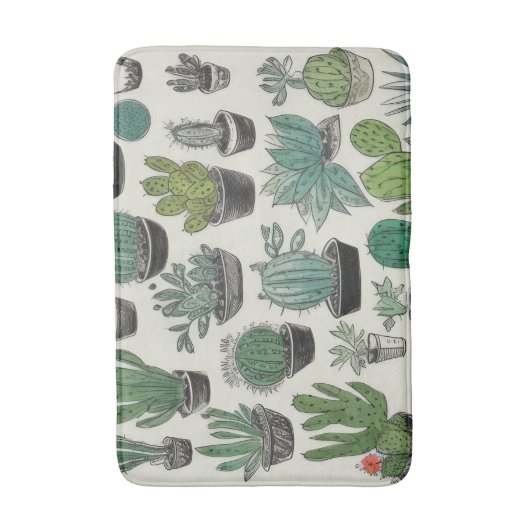Green Cactus Pattern Badmat (Voorkant Verticaal)