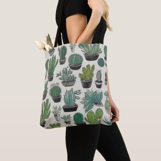 Green Cactus Pattern Draagtas (Dichtbij)