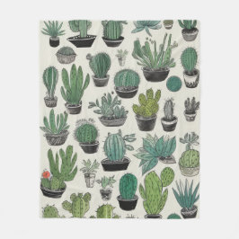 Green Cactus Pattern Fleece Deken