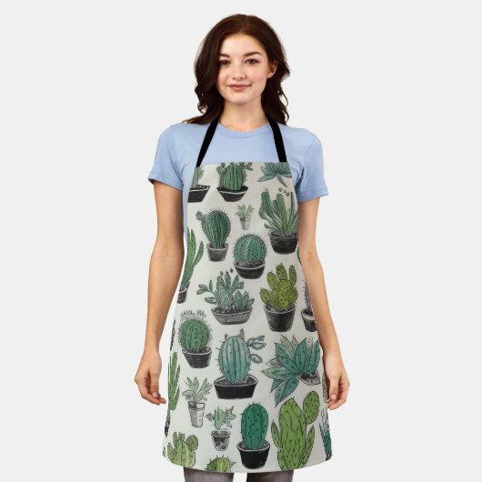 Green Cactus Pattern Schort (Gedragen)