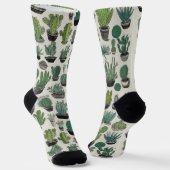 Green Cactus Pattern Sokken (Gebogen)