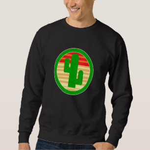 Green Cactus Plant Serape Western Sunset Aesthetic Trui