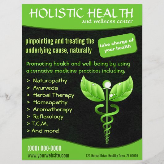 Green Caduceus Alternative Medicine Flyer (Voorkant)