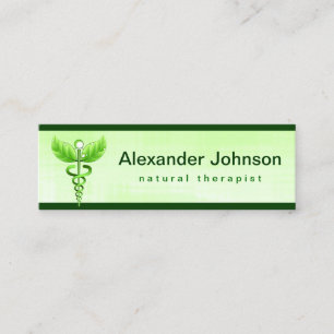 Green Caduceus Alternative Medicine Light Skinny Mini Visitekaartje