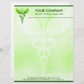Green Caduceus Alternative Medicine Symbool Briefhoofd Ontwerp (Voorkant / Achterkant)