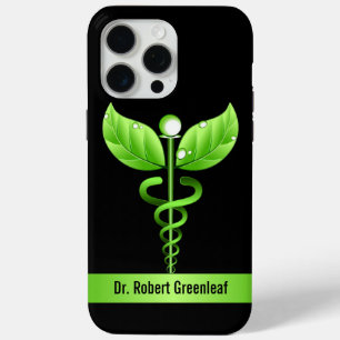 Green Caduceus Alternative Medicine Symbool iPhone 15 Pro Max Hoesje