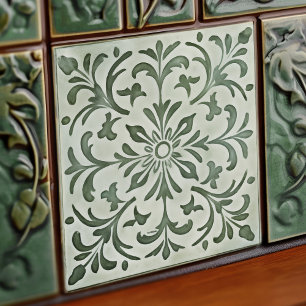 Green Calla Lily Backsplash Repro Art Nouveau Tegeltje