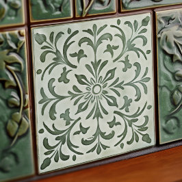 Green Calla Lily Backsplash Repro Art Nouveau Tegeltje