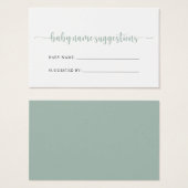 Green Calligraphy Baby Name Suggestis Card Visitekaartje (Voorkant /achterkant)
