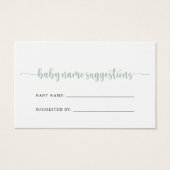 Green Calligraphy Baby Name Suggestis Card Visitekaartje (Voorkant)