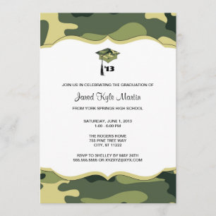 Green Camo Afstuderen Ceremony of Party Invite Kaart
